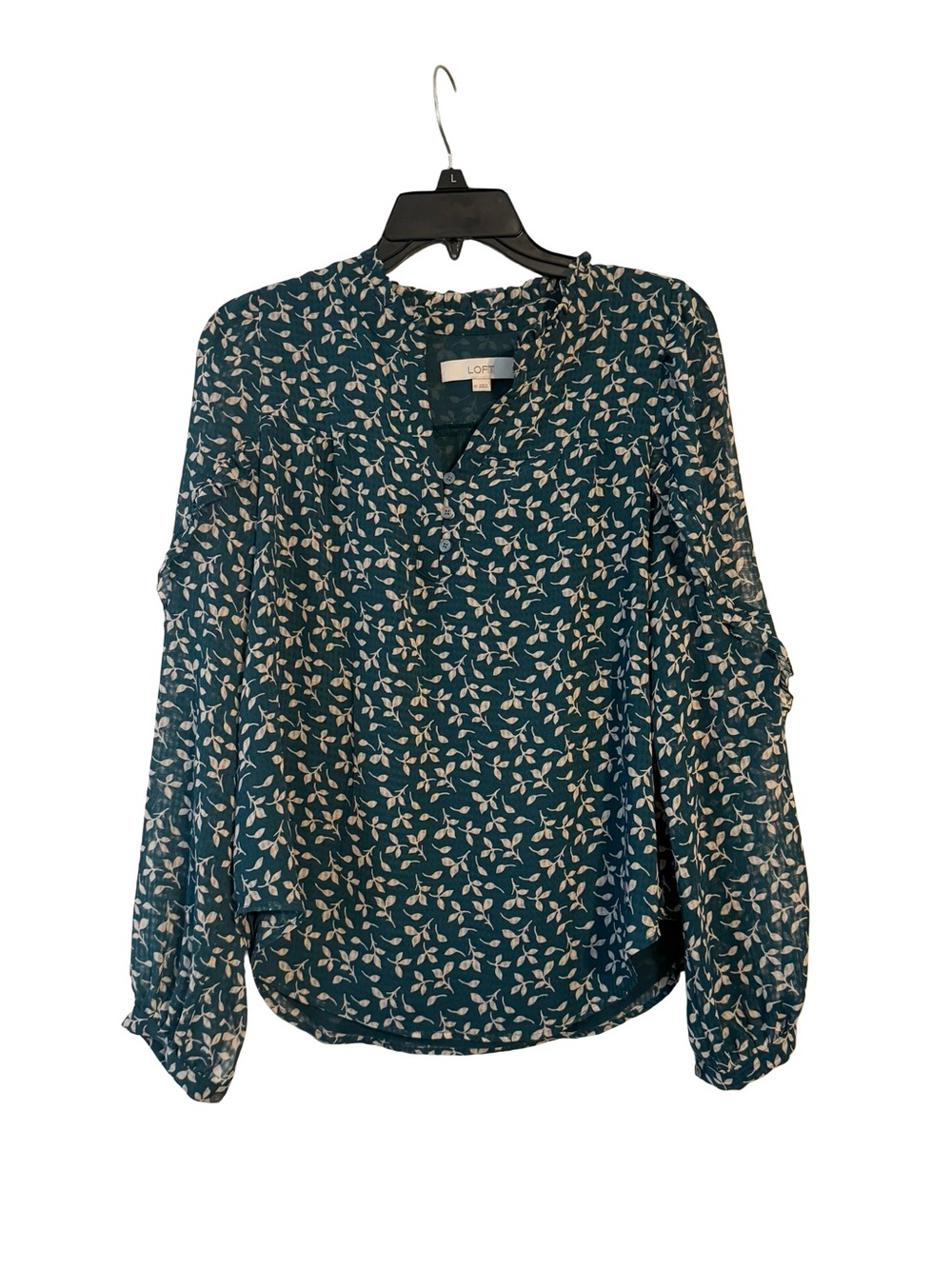 Loft Green foral blouse with long sleeve